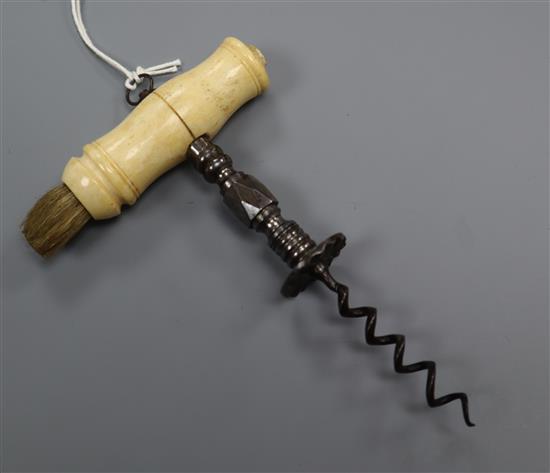 An early 19th century bone and steel corkscrew